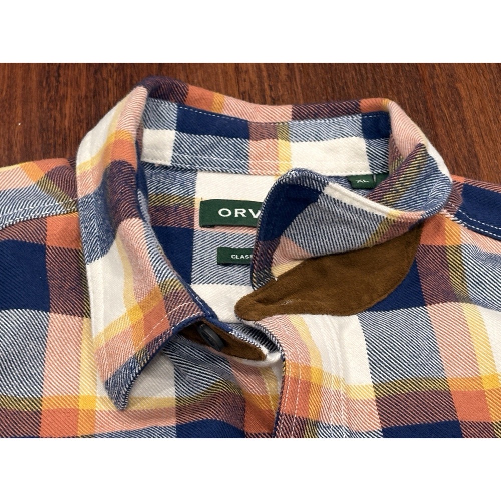 Orvis Mens XL Plaid Flannel Cotton Button-Up Shirt Long Sleeve Classic Pockets - Picture 6 of 12